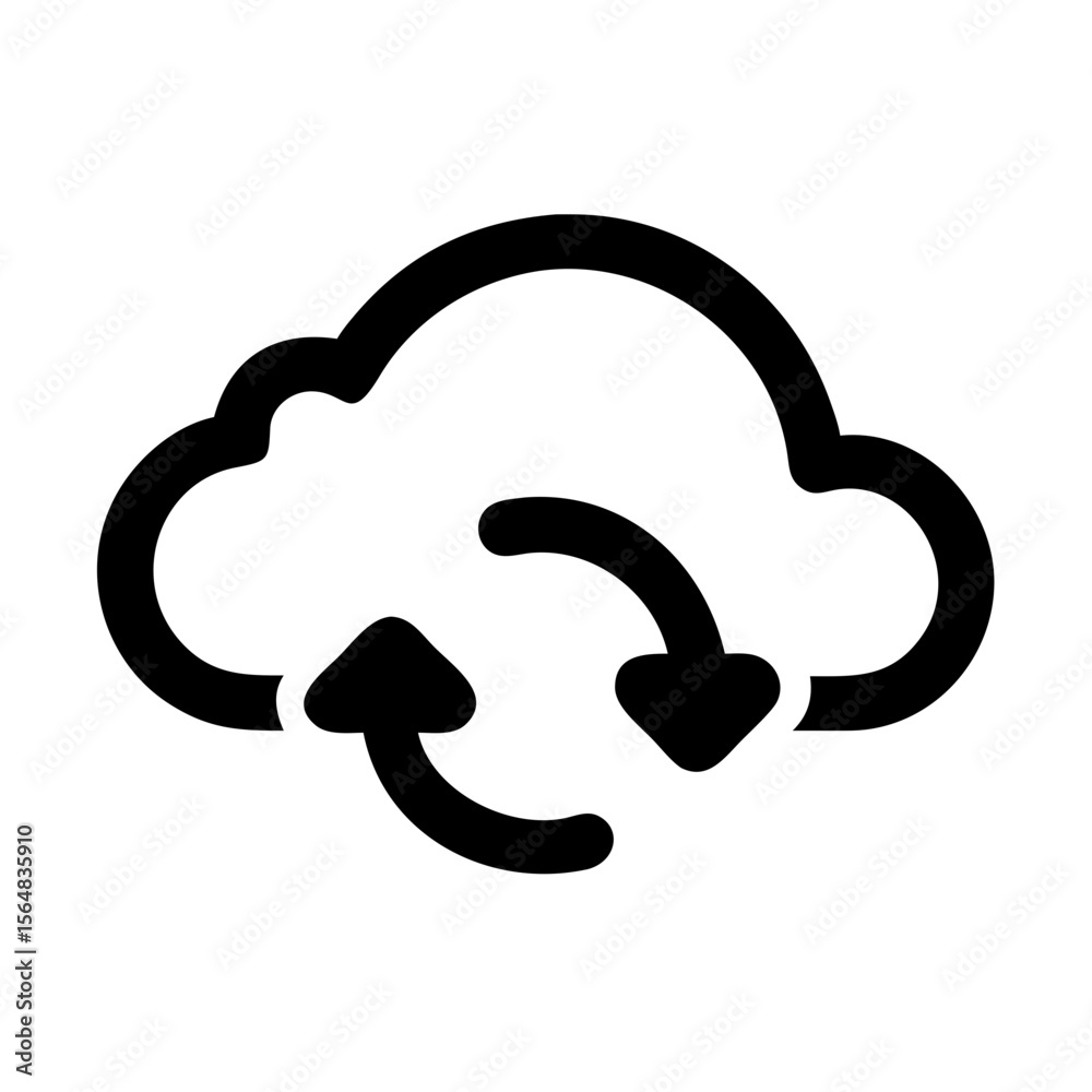 Aufkleber cloud computing sync backup restore data transfer network service technology icon vector graphic