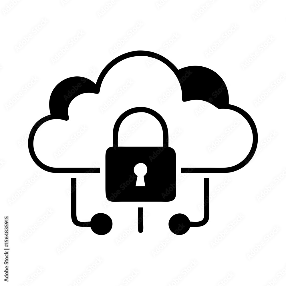 Poster secure cloud computing data protection and network security with padlock for online privacy