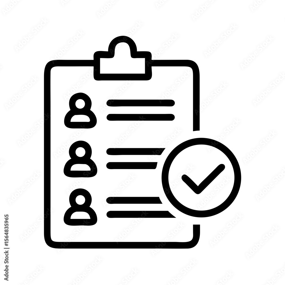 Poster checklist clipboard icon for task management, todo list, survey, and user profile data list