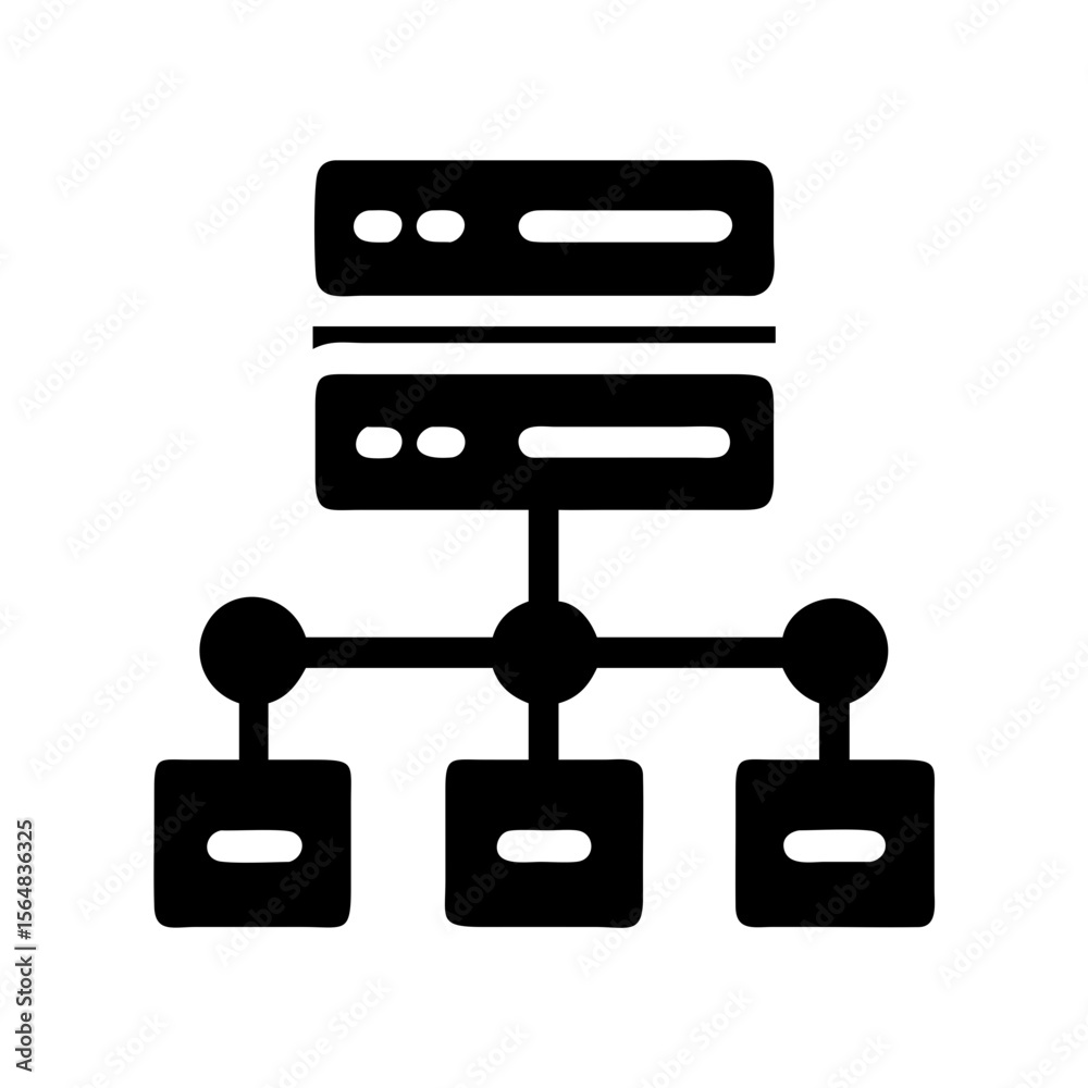 Poster network server diagram icon vector illustration for data center and cloud computing design
