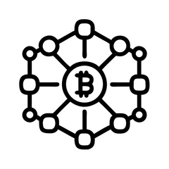 Bitcoin blockchain network icon vector illustration for cryptocurrency technology concept