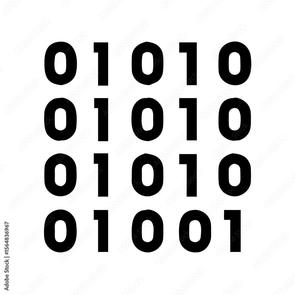 Poster binary code illustration featuring zeros and ones for computer science and technology themes