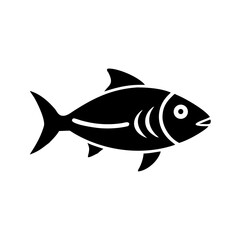 Isolated black fish vector illustration, ocean sea animal graphic design, aquatic life icon, seafood