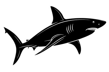 Obraz premium Powerful Shark Silhouette Vector Illustration of a Great White Shark, Ocean Predator, Marine Life, Aquatic Animal