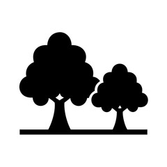 Illustration of two trees silhouette vector graphic for nature and park design element use