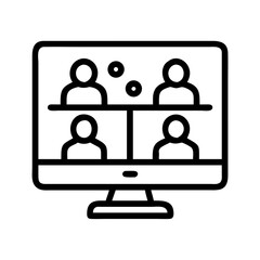 Online meeting conference call video call team meeting computer screen people vector icon design