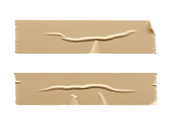Two strips of torn white paper with rough edges are isolated on transparent background