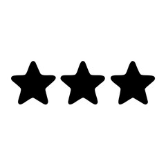 Three stars rating review feedback evaluation ranking customer satisfaction quality black shape