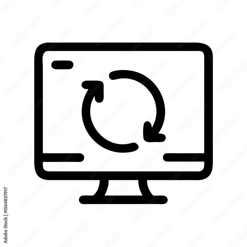 Fototapete Monitor refresh icon update sync synchronize computer screen display technology system process