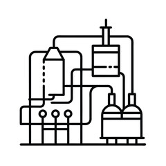 Fototapeta premium Complex industrial system outline drawing silhouette vector illustration