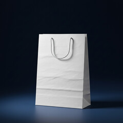 Elegant white shopping bag with handles, isolated on