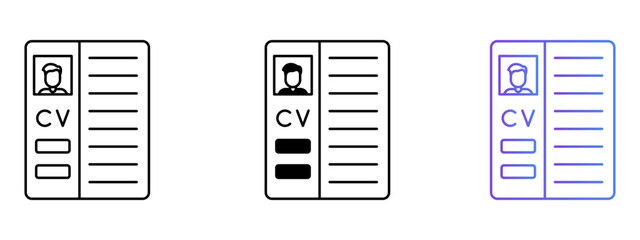 CV Icon – Line, Glyph & Gradient Style