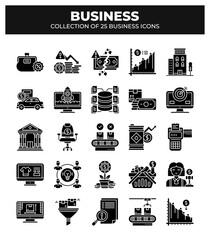 Collection of 25 Business Icons: Finance. Marketing. E-commerce. and More