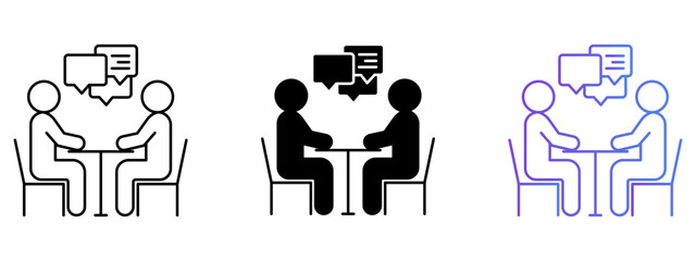 Discussion Icon – Line, Glyph & Gradient Style

