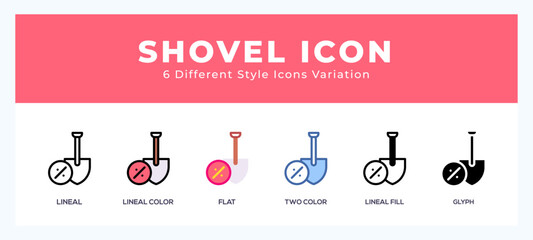 Shovel icon symbol. logo illustration with different styles