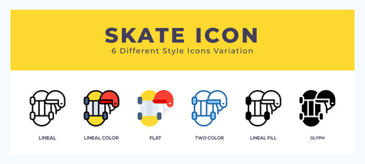 Skate icon symbol. logo illustration with different styles