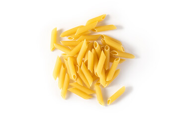 penne pasta on white background