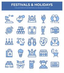 Festivals & Holidays. Collection of 25 Fun Icons
