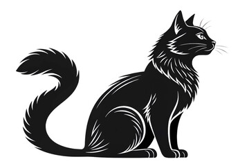 Fototapeta premium Majestic Black Cat Silhouette Elegant, Powerful, and Mysterious Feline Illustration
