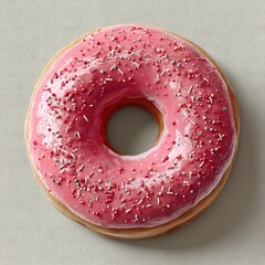 Yummy pink donut with creamy layer high resolution picture