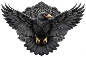 Majestic raven in flight motion high resolution photo