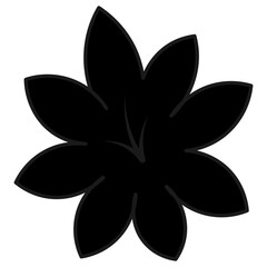 Lily. Silhouette. Delicate flower with stamens in the center. Vector illustration. Isolated white background. Cartoon. Idea for web design.