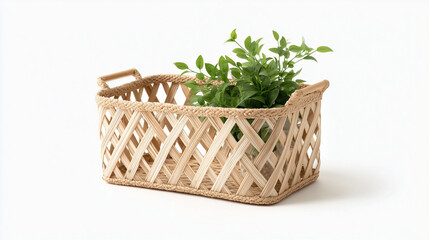 Obraz premium Versatile Foldable Storage Basket Positioned on Clean White Background for SpaceSaving Home Organization and Convenience
