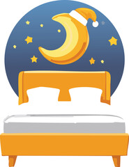 Sleepy Bed Wearing a Nightcap with a Moon Companion