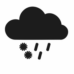 Weather icon: cloud with snowflakes and raindrops symbol