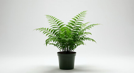 Obraz premium Lush Green Fern Plant in Dark Pot on White Background