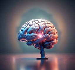 Illustration of human brain hologram.