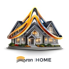 Modern house design with sloped roof high resolution photo