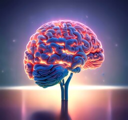 Illustration of human brain hologram.