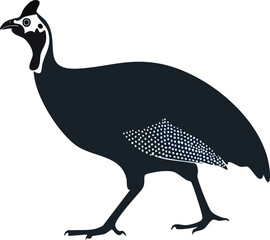 Elegant Guineafowl Silhouette Birds Vector EPS Illustration - A Detailed Spotted Bird Silhouette for Design Projects