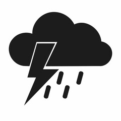 Thunderstorm icon with lightning and rain symbol