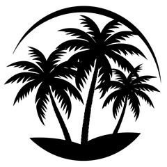 palm tree silhouette on the white background