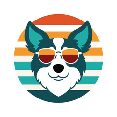 Australian Shepherd Wearing Sunglasses on Sunset