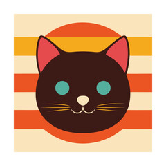 Cat Head with Tiny Nose on Vintage Sunset