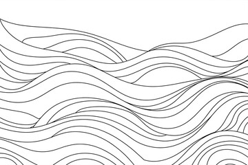 Abstract waves in black line art.
