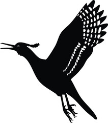 Elegant Birds Silhouette Vector EPS A Woodcock in Flight - Detailed Vector Illustration of a Bird Silhouette, Perfect for Design Projects