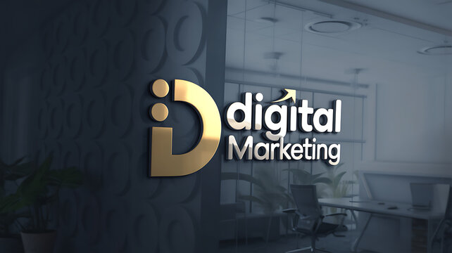 Digital Marketing Logo Design: A modern logo design showcases the brand name, symbolizing growth and strategy with a sleek, professional aesthetic.