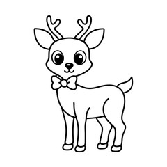 coloring page of a cute deer with big eyes vector art.