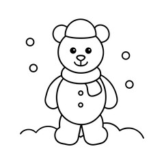 coloring page of a cute cartoon teddy bear.