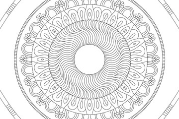 Intricate black and white mandala design.
