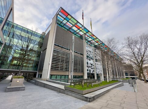 London, UK - March 9, 2024: The headquarters of the Home Office, Ministry of Housing, Communities and Local Government and DEFRA in Marsham Street, Westminster, London. 