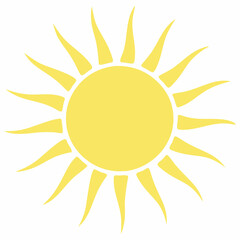 Bright yellow sun with radiating sunrays illustration