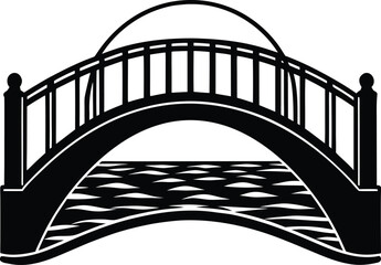 Bridge over river with Sunset view silhouette