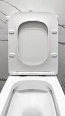 Pristine porcelain toilet throne evokes modern hygiene rituals, Clean Your Refrigerator Day symphony, and bathroom art appreciation society