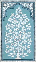 Mughal Floral Ornament Vector – Indian Arch and Motif Borders for Wall Art Frame, Traditional Botanical Design for Elegant Home Decor and Prints