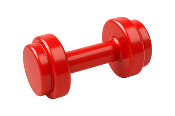 Red 3D Dumbbell Icon for Fitness Isolated on a Transparent Background
